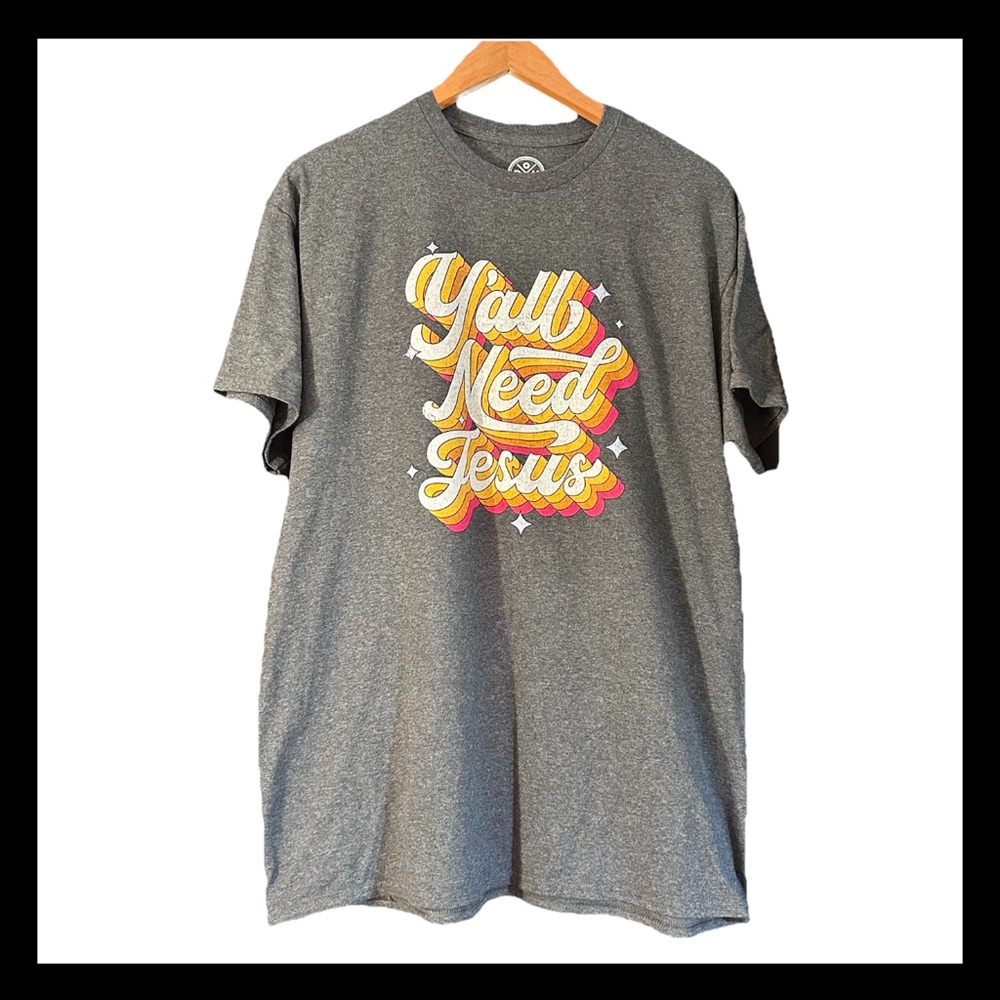 Y'all Need Jesusโ Short Sleeve Gray Tee Shirt Women's Size Large
